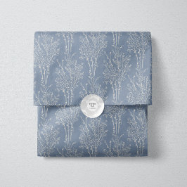 Papel De Seda Silueta floral delicada esparcida | Azul desvaído