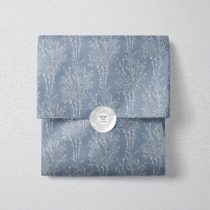 Papel De Seda Silueta floral delicada esparcida   Azul desvaído
