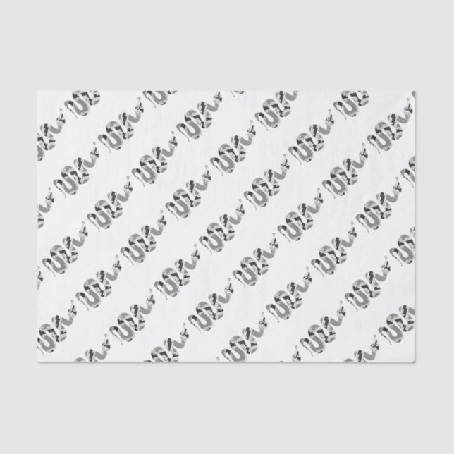 Papel De Seda Silueta gris y gris claro de serpiente (Anverso)
