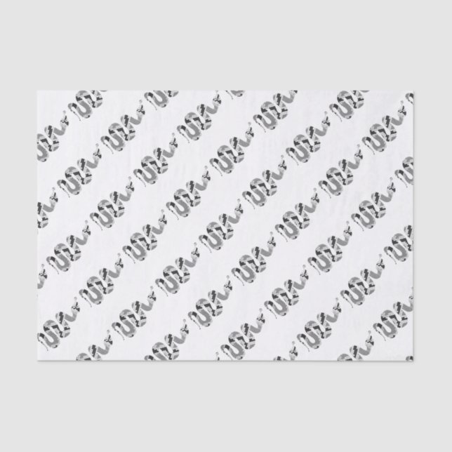 Papel De Seda Silueta gris y gris claro de serpiente (Anverso)
