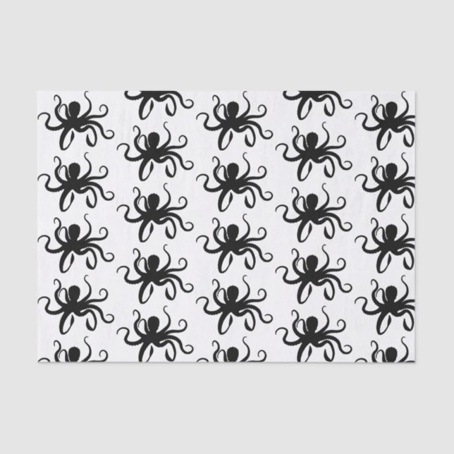Papel De Seda Silueta negra del pulpo (Anverso)