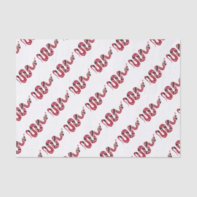 Papel De Seda Silueta negra y roja de serpiente (Anverso)