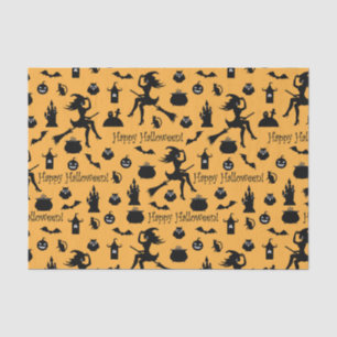 Papel De Seda Siluetas de Halloween naranjas