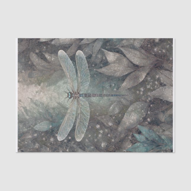 Papel De Seda Silvery Sparkle, Midnight Wings Dragonfly (Anverso)
