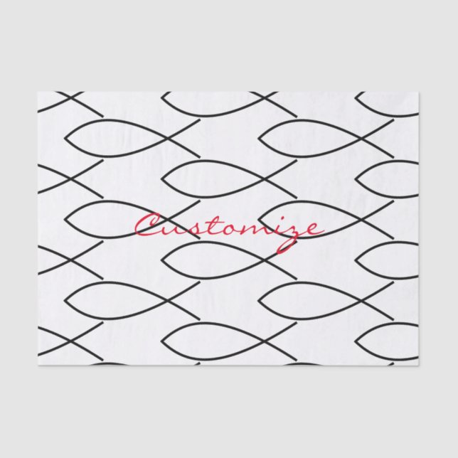 Papel De Seda Símbolo cristiano de pescado Ichthys Thunder_Cove (Anverso)