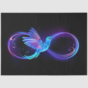 Papel De Seda Símbolo de infinito neón con colibrí brillante
