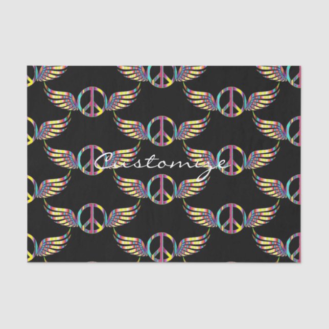 Papel De Seda Símbolo de paz hippie alado Thunder_Cove (Anverso)