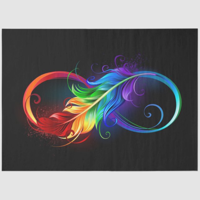 Papel De Seda Símbolo infinito con pluma arco iris (Anverso)