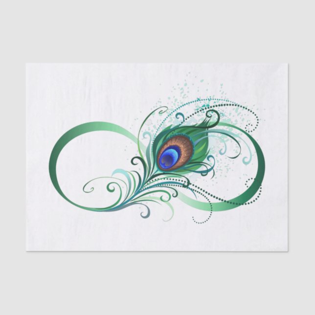 Papel De Seda Símbolo infinito con pluma de pavo real (Anverso)