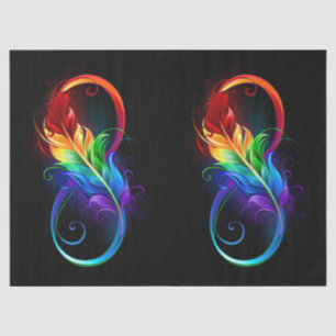 Papel De Seda Símbolo infinito con plumas arcoiris