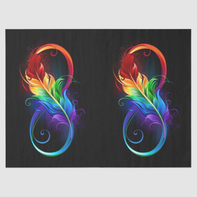 Papel De Seda Símbolo infinito con plumas arcoiris (Anverso)