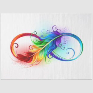 Papel De Seda Símbolo infinito con plumas arcoiris