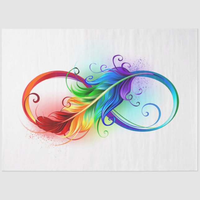 Papel De Seda Símbolo infinito con plumas arcoiris (Anverso)