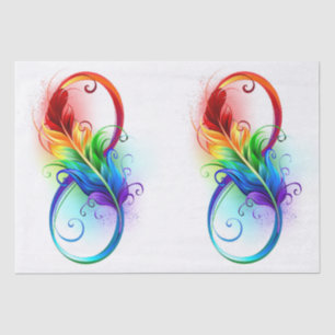 Papel De Seda Símbolo infinito con plumas arcoiris