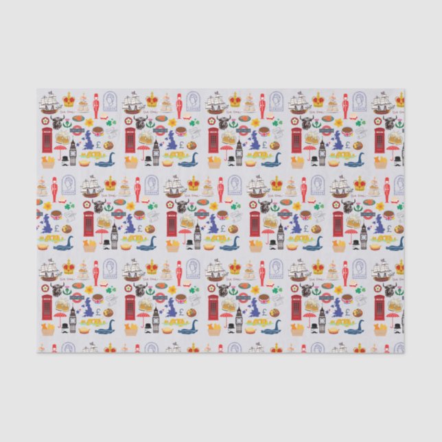 Papel De Seda Símbolos británicos del Reino Unido (Anverso)