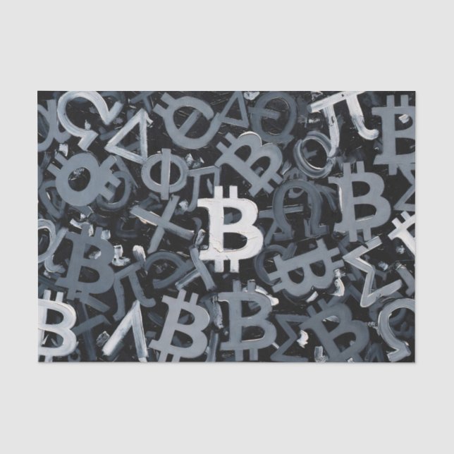 Papel De Seda Símbolos de Bitcoin (Estilo: 3) (Anverso)