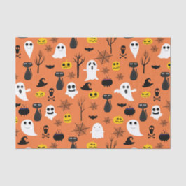 Papel De Seda Símbolos fantasmales de Halloween patrón de colore