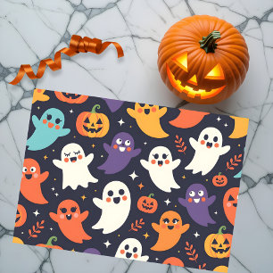Papel De Seda Simpático patrón de Halloween de fantasmas y calab