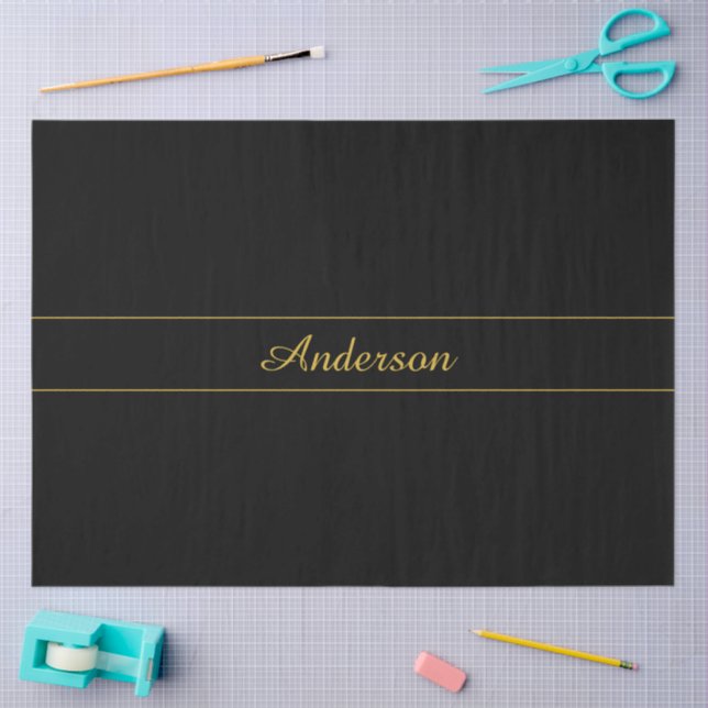 Papel De Seda Simple Customizable Gold & Black Text Design  (Artesanía)