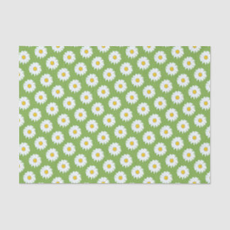Papel De Seda Simple margarita blanca sobre el patrón verde