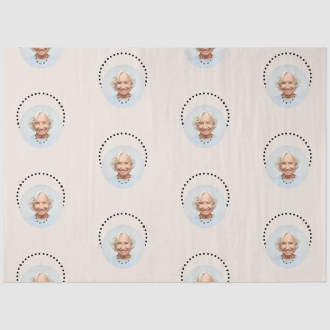 Papel De Seda Simple Moda divertida Editable Round Photo Polka D (Anverso)