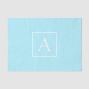Papel De Seda Simple Monograma Azul Cielo