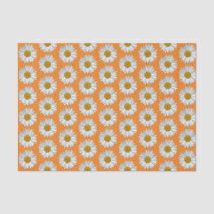 Papel De Seda Simple patrón de flor de margarita blanca en Naran
