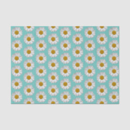Papel De Seda Simple patrón de flor de margarita blanca en Verde