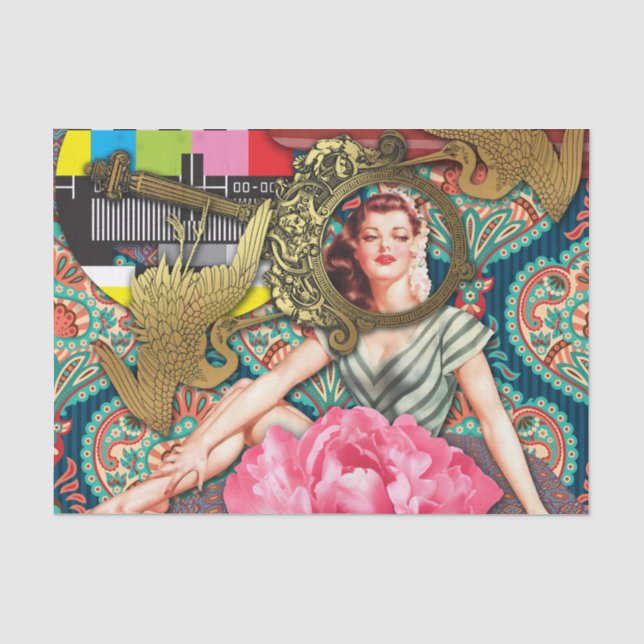 Papel De Seda Sin Señal - Collage Digital Lady Traviesa (Anverso)