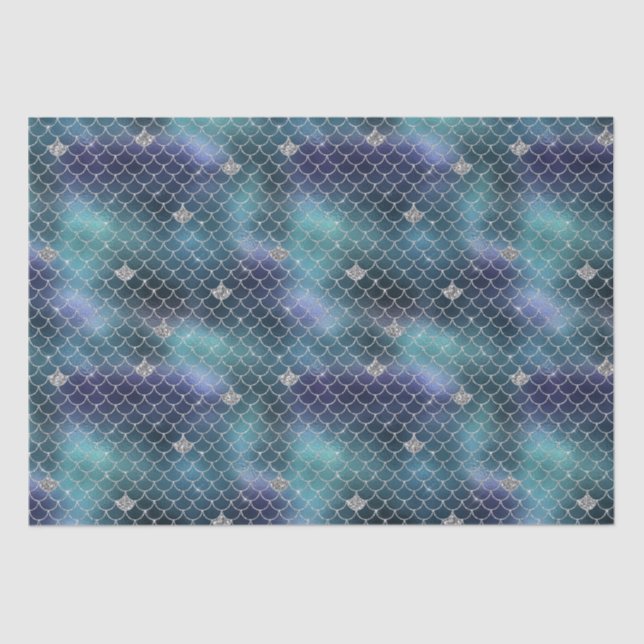 Papel De Seda Sirena azul Aqua de Plata (Anverso)
