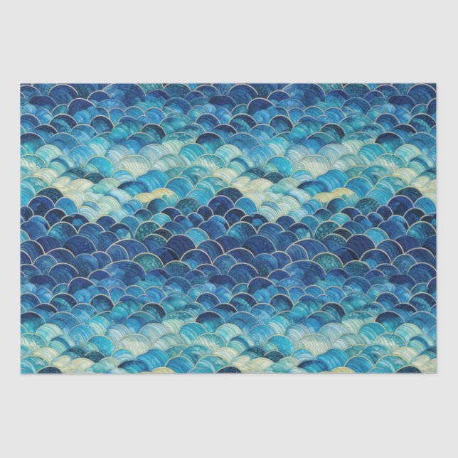 Papel De Seda Sirena azul oceánica (Anverso)