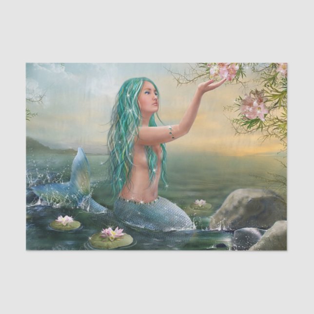 Papel De Seda sirena cabelluda verde (Anverso)