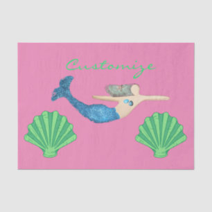 Papel De Seda Sirena de cola azul Natación Thunder_Cove