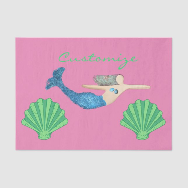 Papel De Seda Sirena de cola azul Natación Thunder_Cove (Anverso)