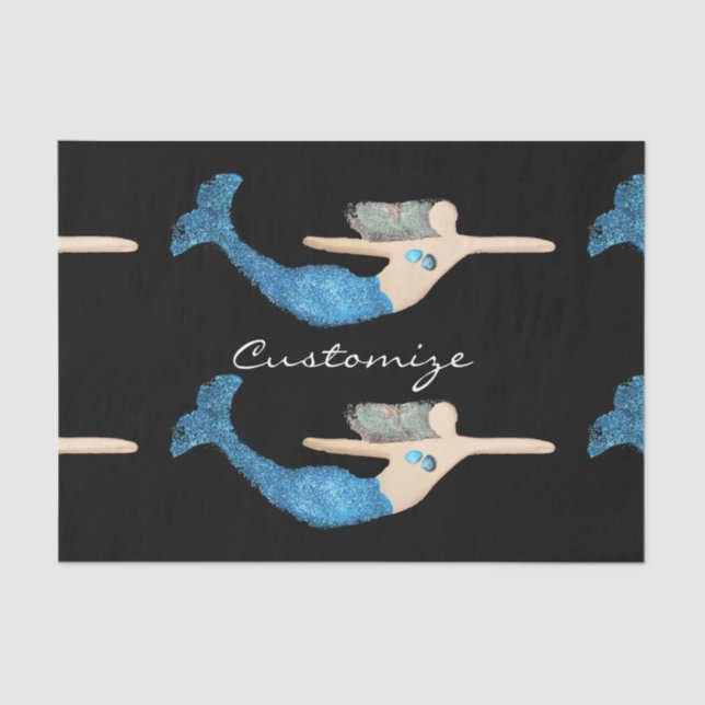Papel De Seda Sirena de cola azul Natación Thunder_Cove (Anverso)