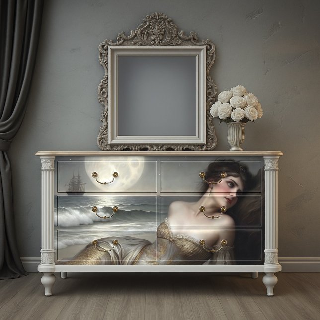 Papel De Seda Sirena de Costa Dorada Decoupage (Golden Shoreline Mermaid Decoupage Tissue Paper)