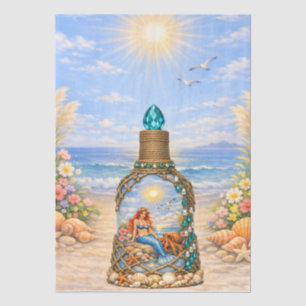 Papel De Seda Sirena de Fantasía en una Escena de Playa en Botel