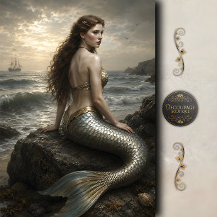 Papel De Seda Sirena de la Costa de Plata Decoupage