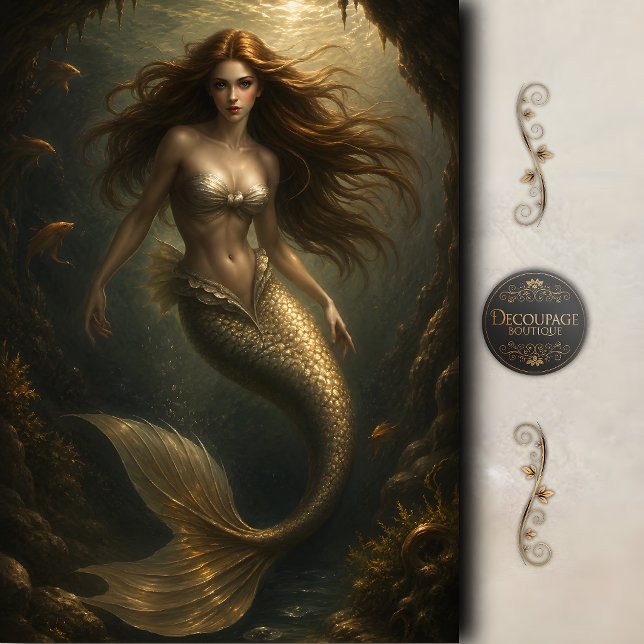 Papel De Seda Sirena de Pearl Cove Decoupage (Pearl Cove Mermaid Decoupage Tissue Paper)