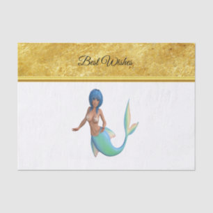 Papel De Seda Sirena de pelo turquesa y cola