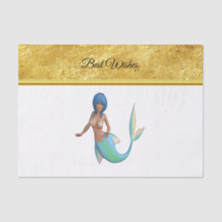 Papel De Seda Sirena de pelo turquesa y cola