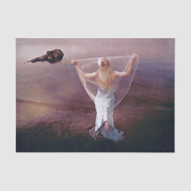 Papel De Seda Sirena De Retro Náutico Púrpura De Mar (Anverso)