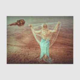 Papel De Seda Sirena junto al mar vintage verde azulado marrón