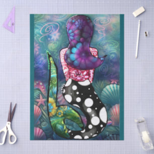 Papel De Seda Sirena náutica abstracta caprichosa decoupage teal