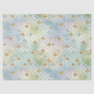 Papel De Seda Sirena Purpurina Aqua Blue Mint Gold  