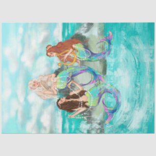 Papel De Seda Sirena / Sirenas Decoupage Antiguo Turquesa