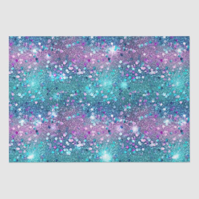 Papel De Seda Sirena turquesa morada Sparkle Girly Glitz (Anverso)