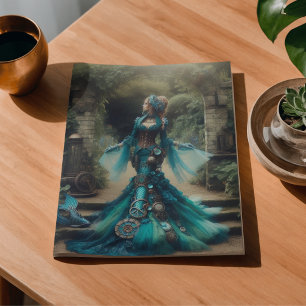 Papel De Seda Sirena Verde Cobre Estilo Victoriano Vintage Dama