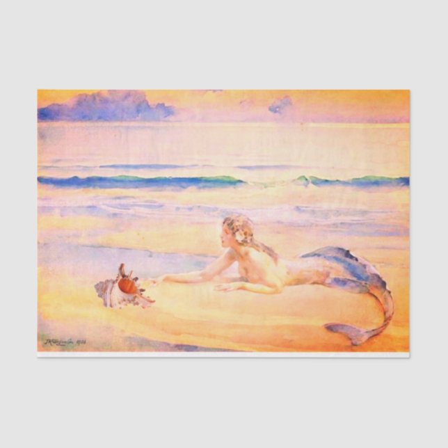 Papel De Seda Sirena y concha (Anverso)