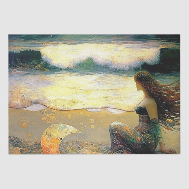 Papel De Seda Sirenas de sirena y dorados (Anverso)